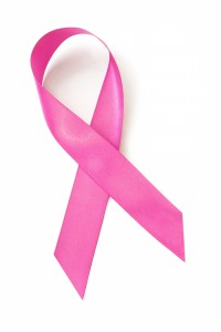 Pink satin breast cancer awareness ribbon.